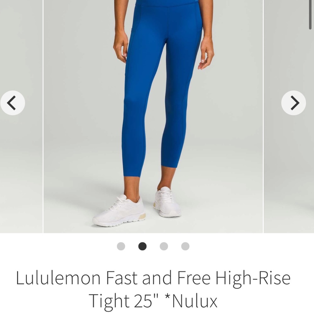 Lululemon fast and free tight 25” bright blue size 4